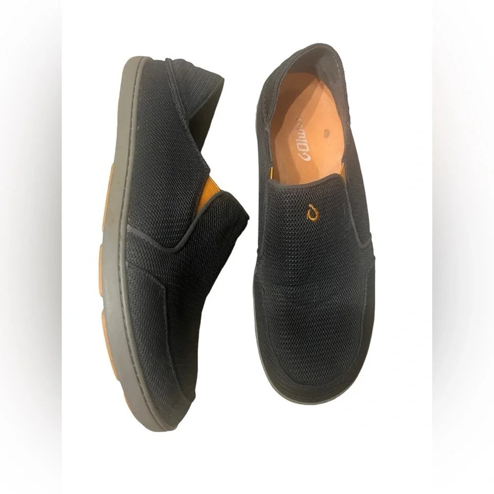 OluKai Men Nohea Mesh Shadow Gray Orange Slip on Loafer Shoes Sz 10.5 M